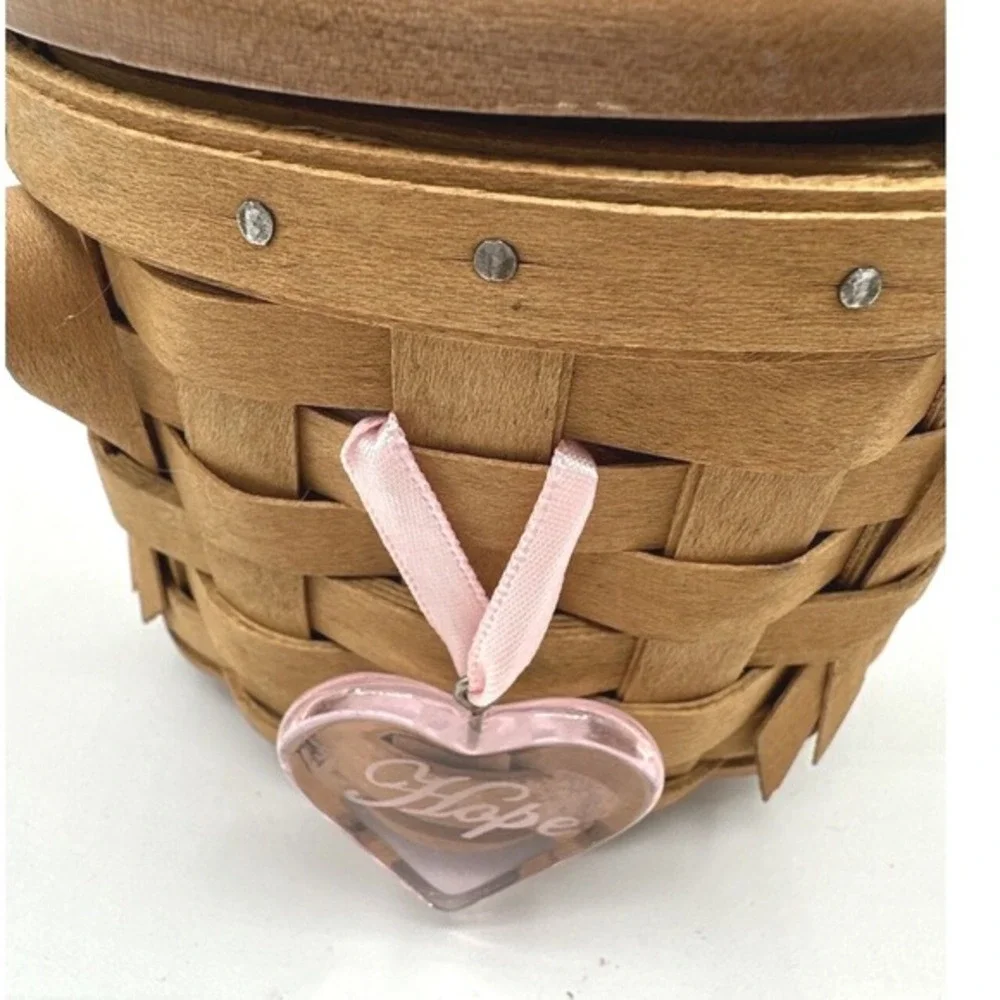 Longaberger 2006 Horizon of Hope Basket Wood‎ Lid Liner Heart Charm Vintage 18